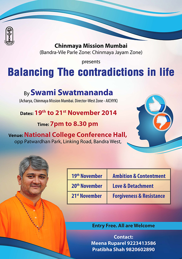 Balancing The contradictions in life Swami Swatmananda