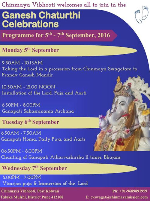 Ganesh Chaturthi at Pranav Ganesh Mandir, Chinmaya Vibhooti